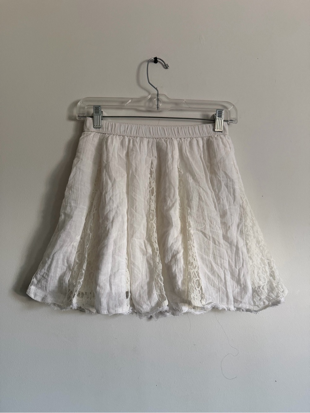 Women's White Lace Trim A-Line Skirt Small